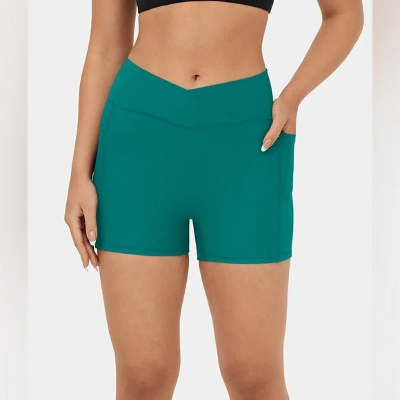 HALARA Shorts Halara Ribbed Knit High Waisted Crossover Biker